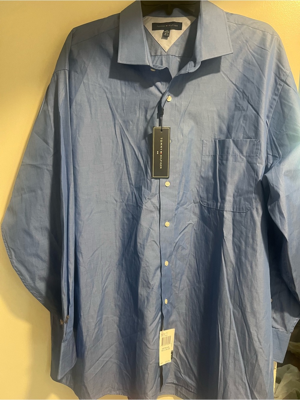 Tommy Hilfiger big grand Classic Light Blue Men's Dress Shirt 18 1/2 - 34/35
